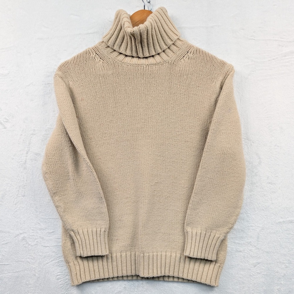 Banana Republic Sweater Womens XL Tan Turtleneck Light Academia Quiet Luxury Y2K